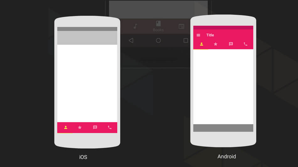 Android design vs. iOS design: tab bar